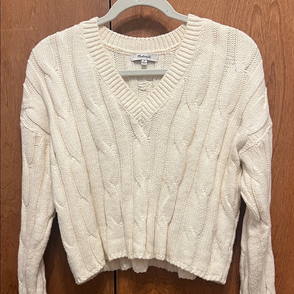 Madewell Cream V-Neck Sweater